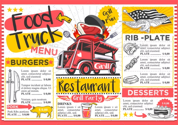 Fast Food Truck Menu Street Food Hipster Template