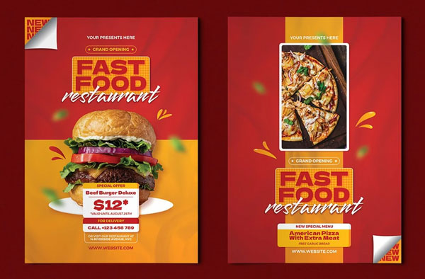 Fast food Flyer Design Editable Template