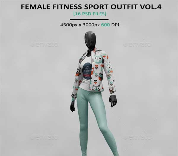 Female Sport Outfit Hoodie Mockup
