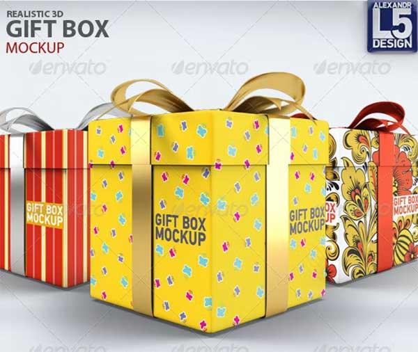 Festive Packaging Gift Box Photoshop Mockup Template