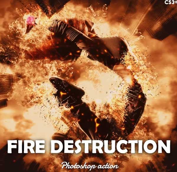 Fire Destruction Photoshop Action