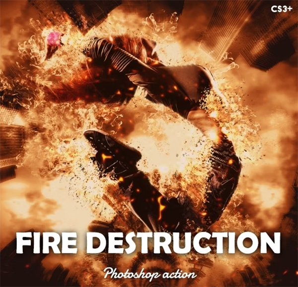 Fire Destruction Photoshop Action