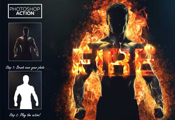 Fire Effect Photoshop Action Template