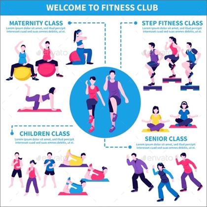 Fitness Club Classes Infographic Poster Template