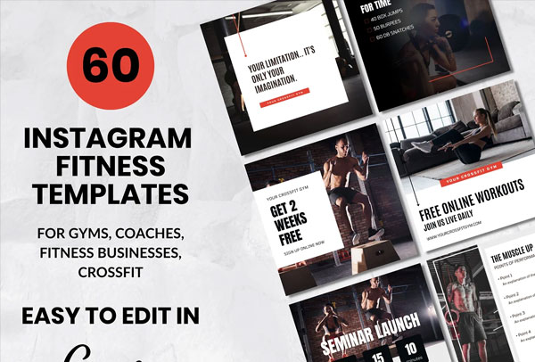 Fitness Instagram Post Bundle Templates