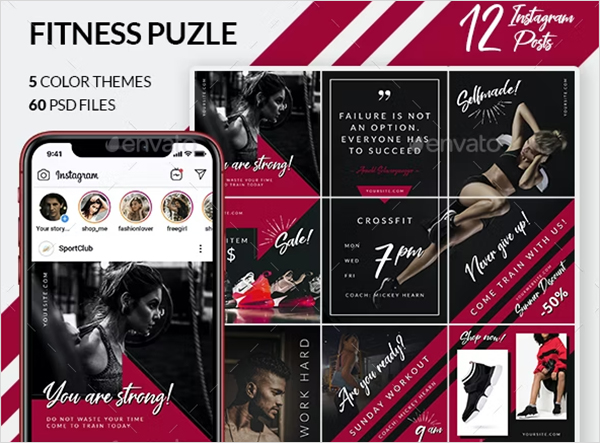 Fitness Puzzle Instagram Posts Design