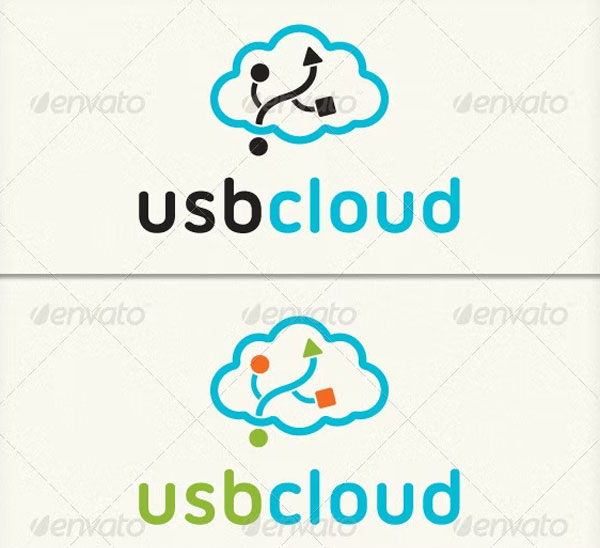Flash Disc USB Cloud Computing Logo Designs