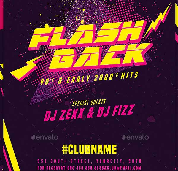 Flashback Retro Party Flyer Template