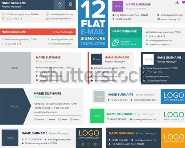 Flat and Modern E-mail Signature Templates