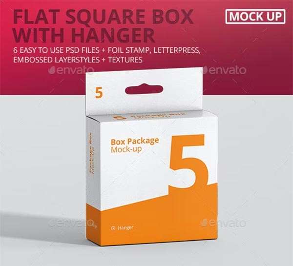 Flat Square with Hanger Package Box Mock-Up
