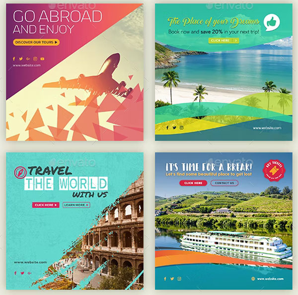 Flat Travel Design Banners Template