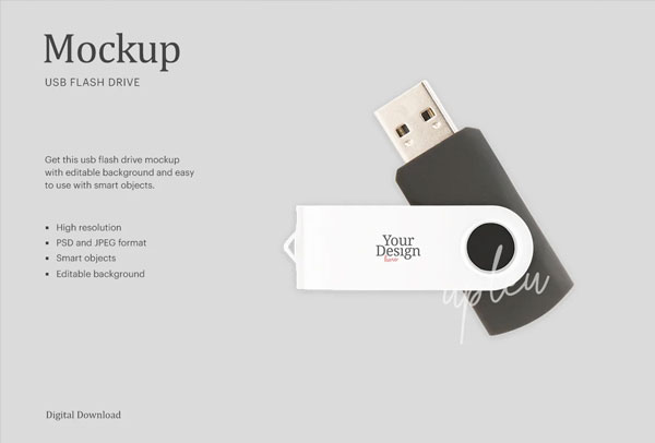 Flip Cover USB Flash Drive Mockup