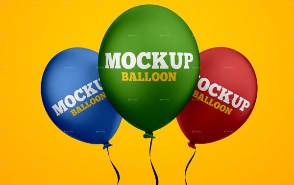 Floating Helium Balloons Mockup