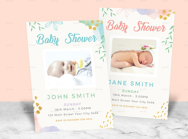 Floral Baby Shower Invitation Templates
