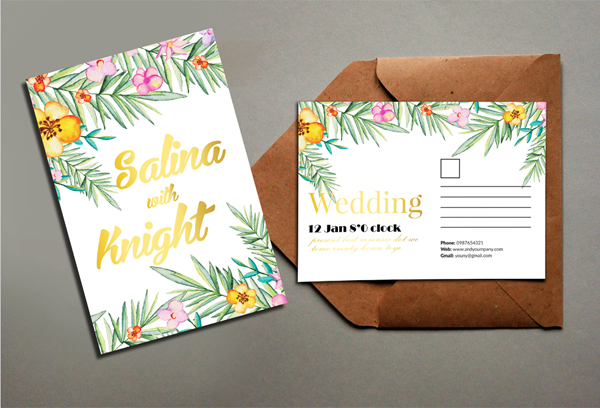 Floral Wedding Postcard