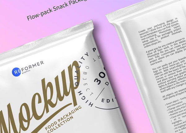 Flow Pack Snack Bars Box Package Mockup