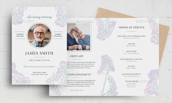 Flower Funeral Program Flyer Design Download