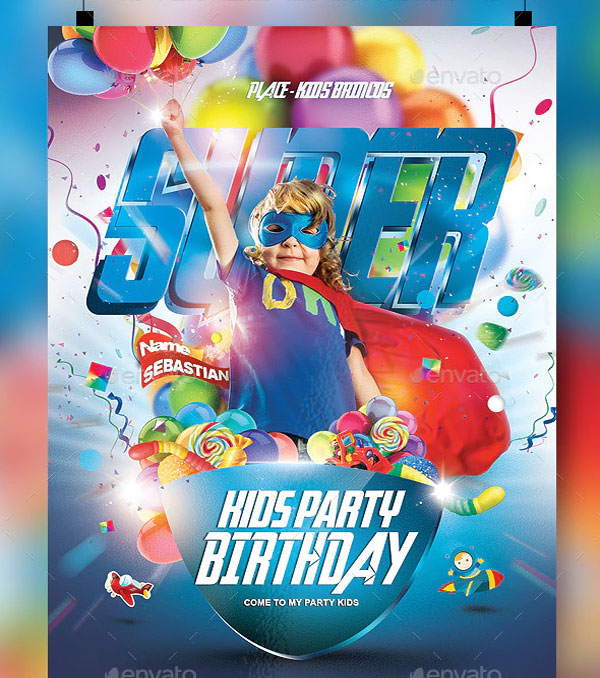 Flyer Super Kids Party Event - Birthday