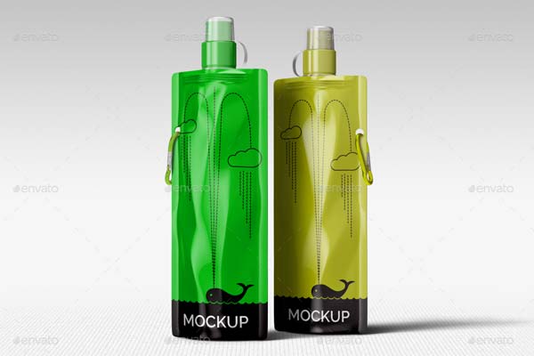 Foldable Plastic Water Bottle Mockup