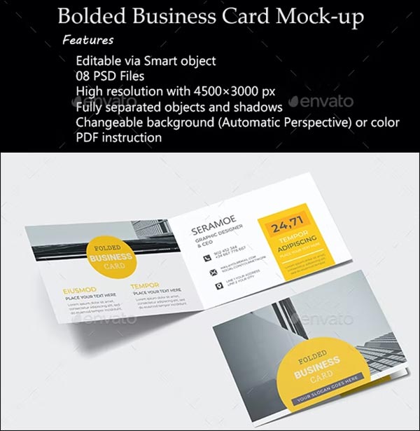 Folded Business Card Mock-Up PSD Design