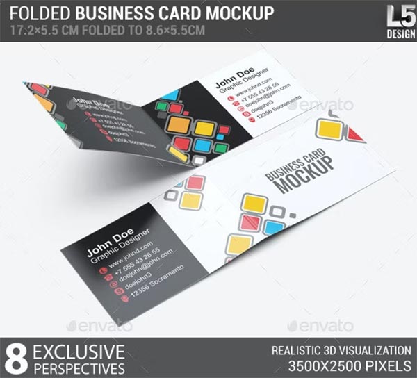 Folded Business Card Mock-Up