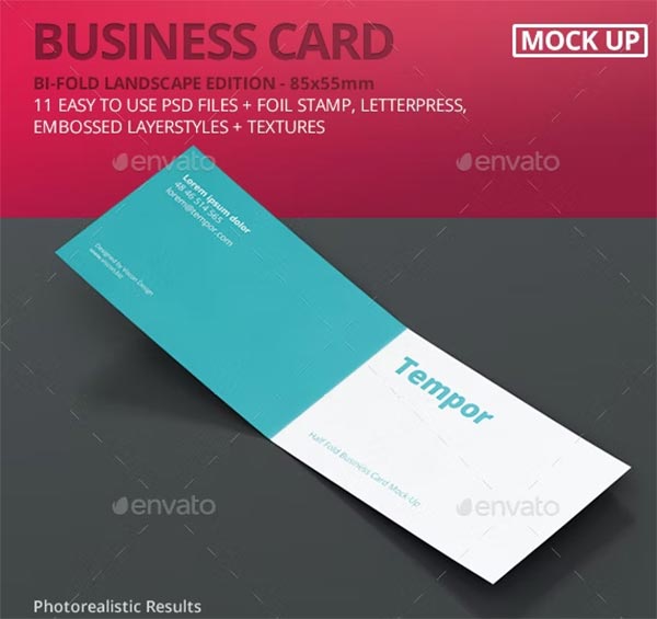 Folded Business Card Mockup Design