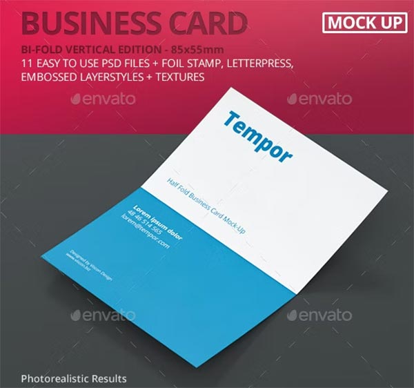 Folded Business Card Mockup Template
