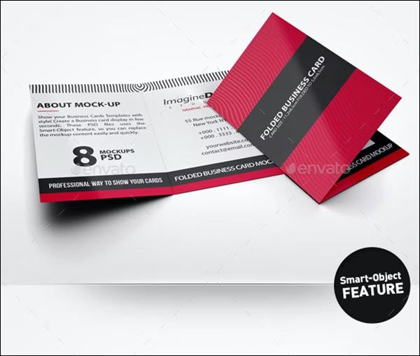 Folded Business Card Mockup