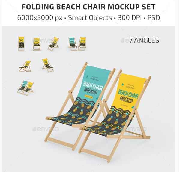 Folding Beach Chair Mockup Set