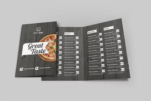 Food Menu Bi-Fold Brochures Design