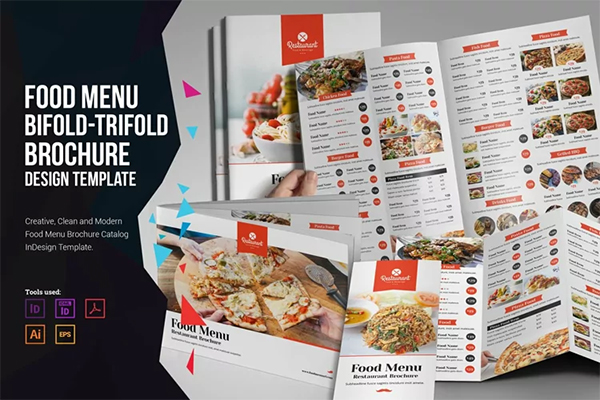 Food Menu Bifold-Trifold Brochure Design Templates