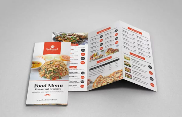 Food Menu Trifold Brochure Design Template