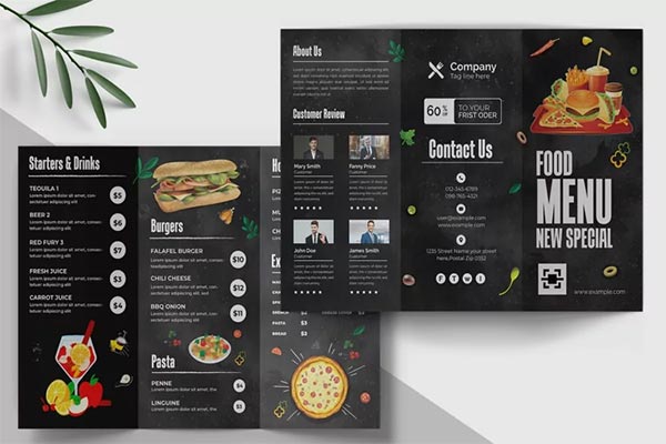 Food Menu Trifold Brochure Design