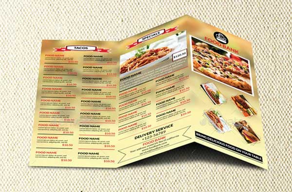 Food Menu Trifold Brochure Template