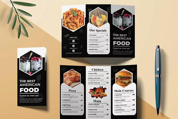 Food Menu Trifold Brochure Template