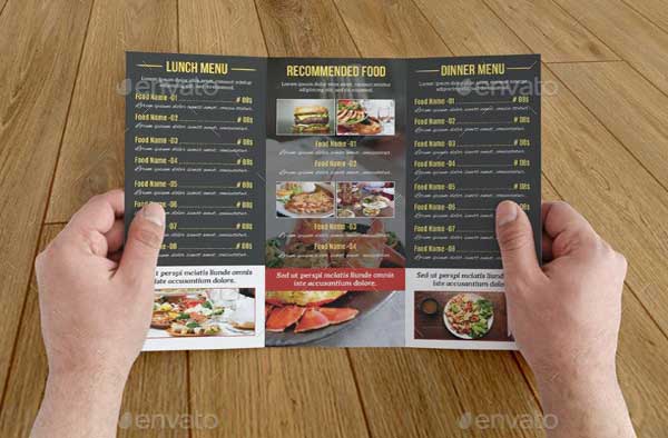 Food Menu Trifold Brochures Design