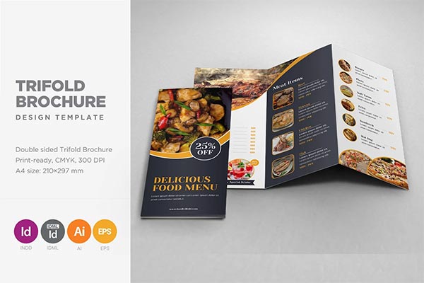 Food Menu Trifold Brochures Design