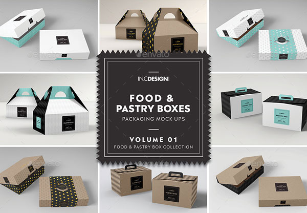 Food Pastry Boxes Mockup Bundle