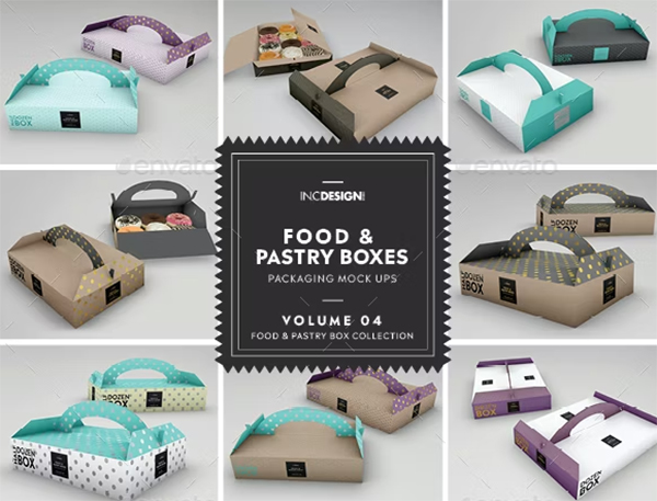 Food Pastry Boxes Mockup