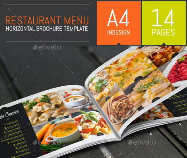 Food Restaurant Menu Brochure Bi-Fold Template
