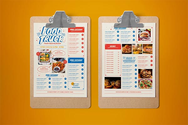 Food Truck Menu PSD Template