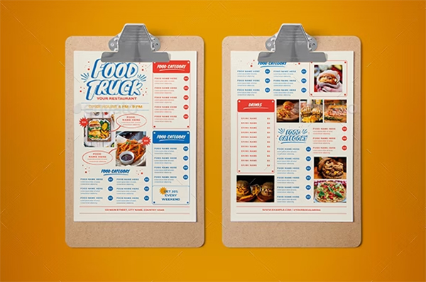 Food Truck Menu PSD Templates