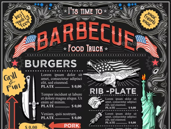 Food Truck Menu Street Food BBQ Template