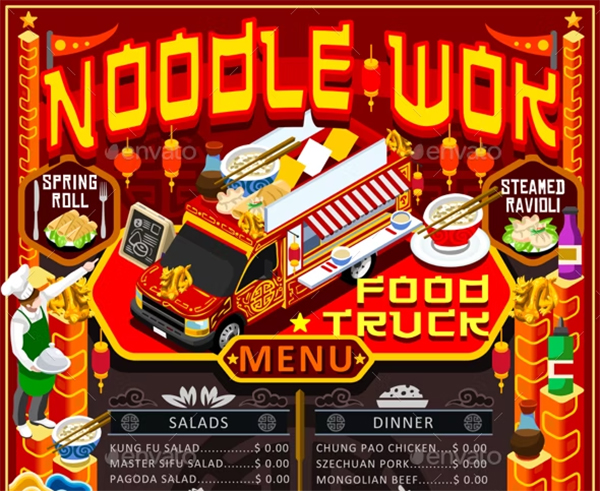 Food Truck Menu Street Food Chinese Template