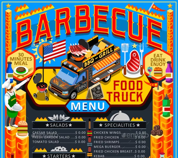 Food Truck Menu Street Food Grill Template