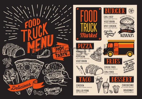Food Truck Street Menu Design Template