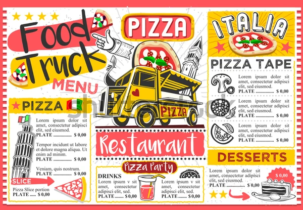 Food Truck Vector Menu Template Design