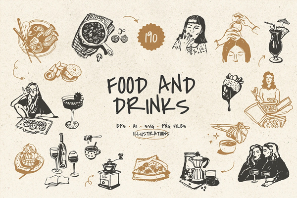 Food and Drinks Illustrations