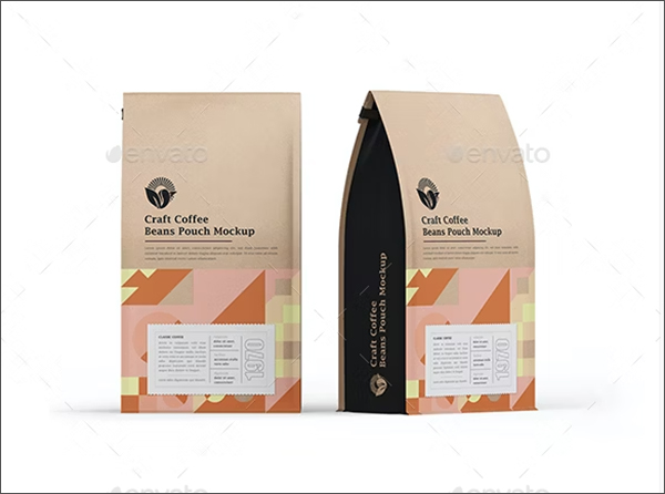 Food or Coffee Pouch Bag Mockup