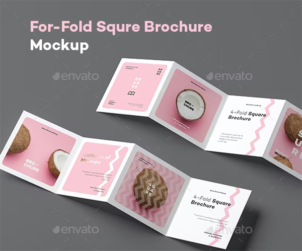 Four Fold Square Brochure Mock-up